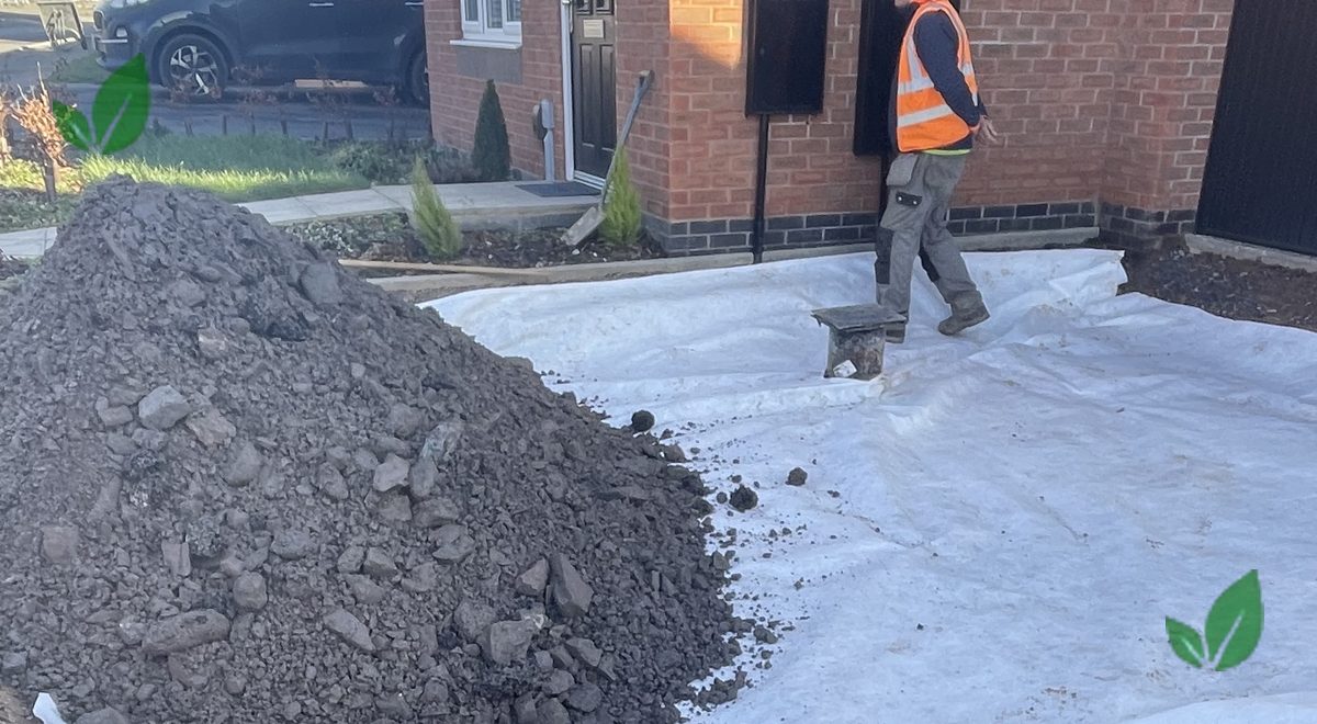 Root barrier membrane being installed